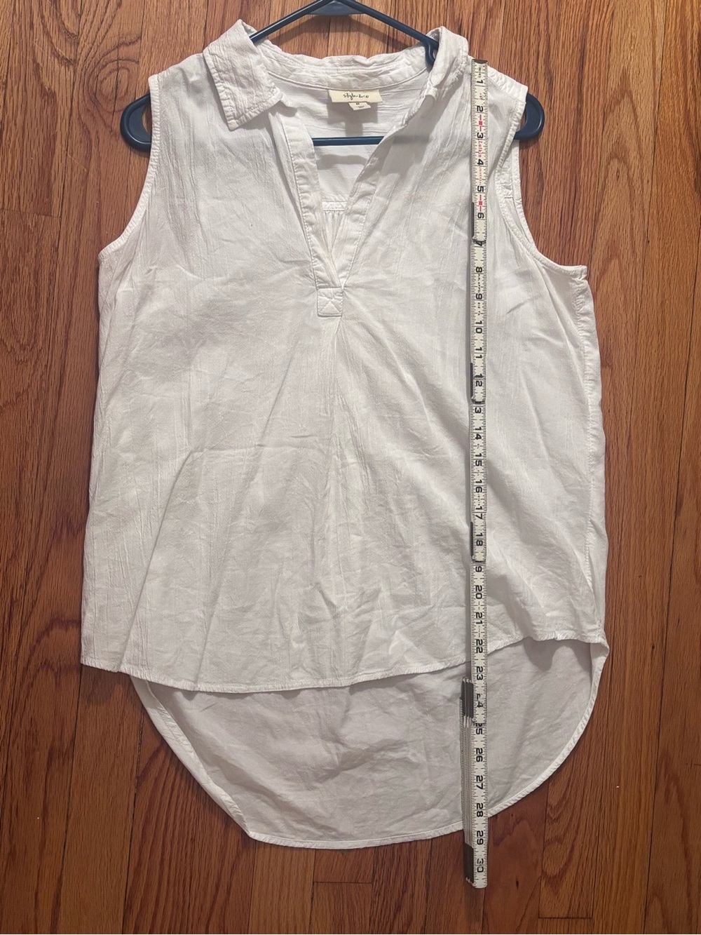 Style & Co White Sleeveless Tunic Top Women’s 0X Plus Size High Low Hem - Picture 5 of 6